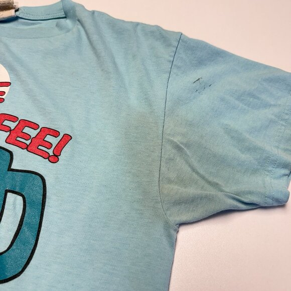 Vintage Garfield Cartoon T Shirt Adult Large 21x24.5 Blue Gimme Coffee - Picture 6 of 14